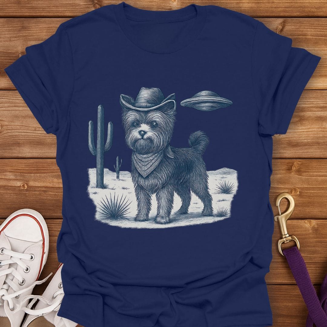 Cowboy Yorkie in the Desert T-Shirt Navy / S