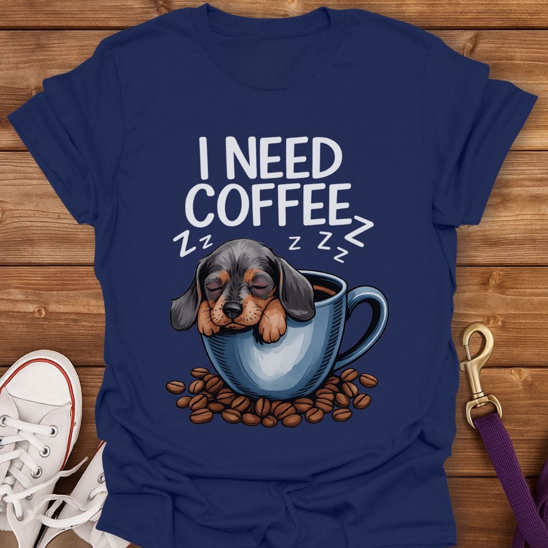 Dachshund Coffee Nap T-Shirt Navy / S