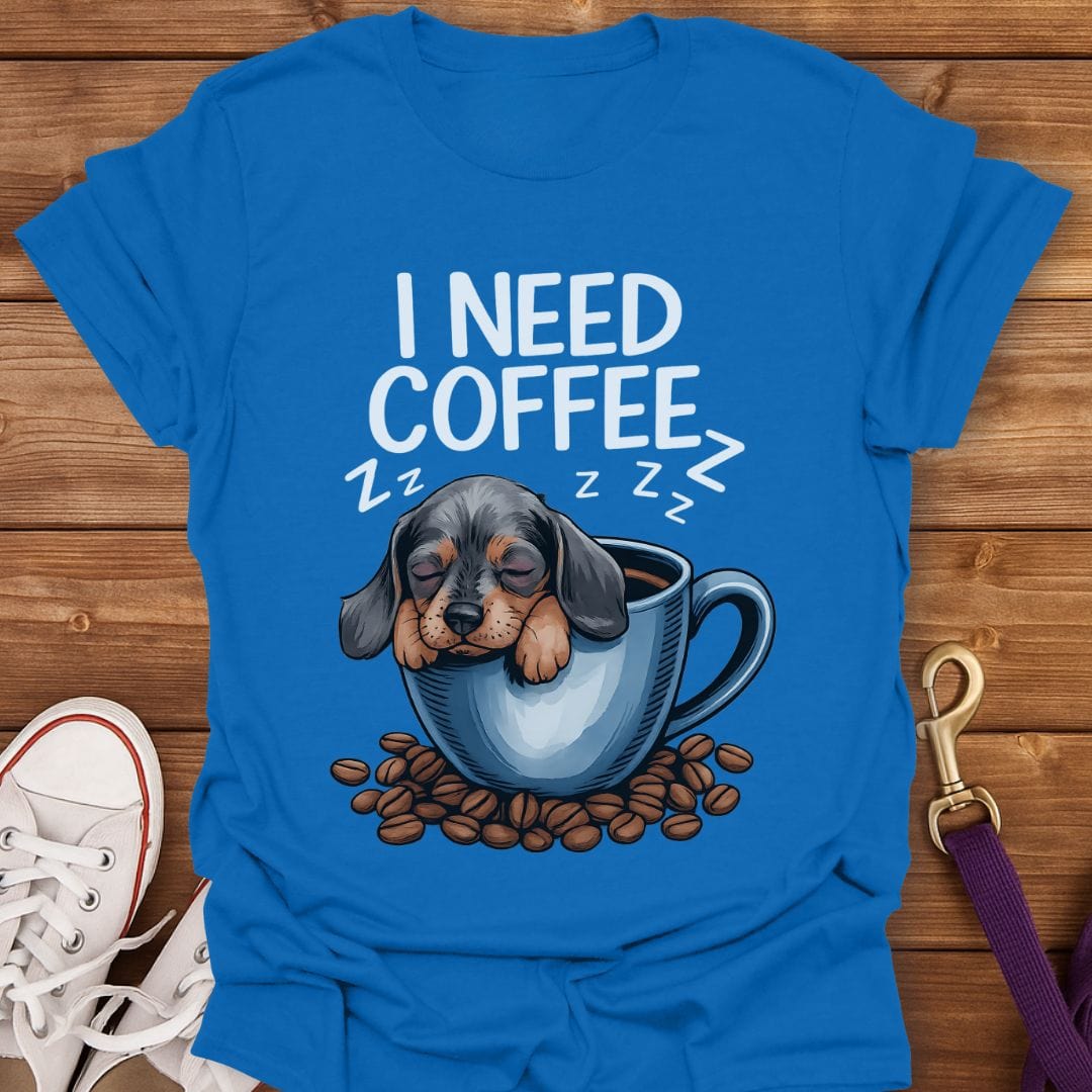 Dachshund Coffee Nap T-Shirt Royal / S