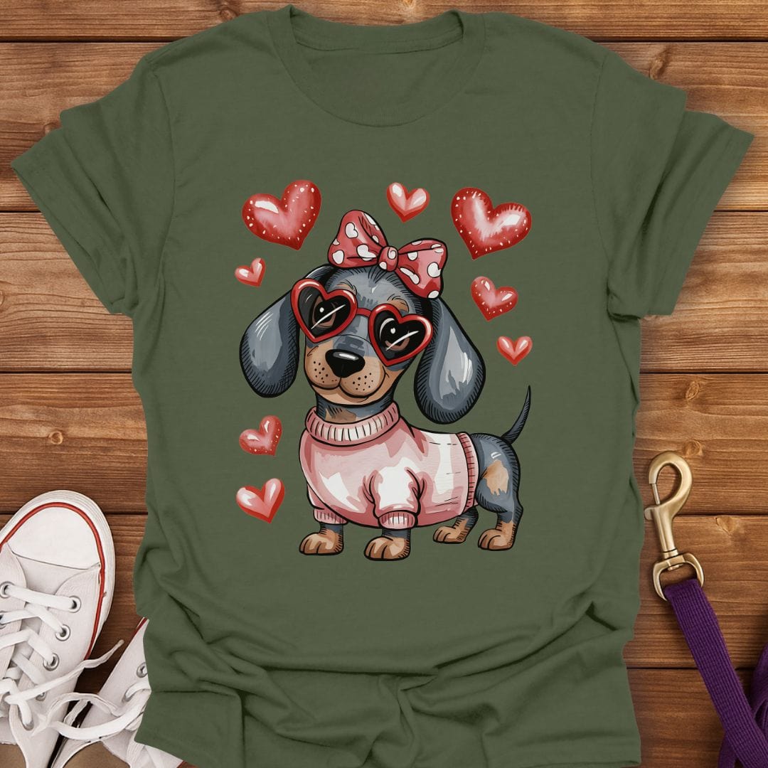Dachshund Sweetheart T-Shirt Military Green / S