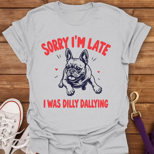 Dilly Dallying Frenchie T-Shirt Ice Grey / S