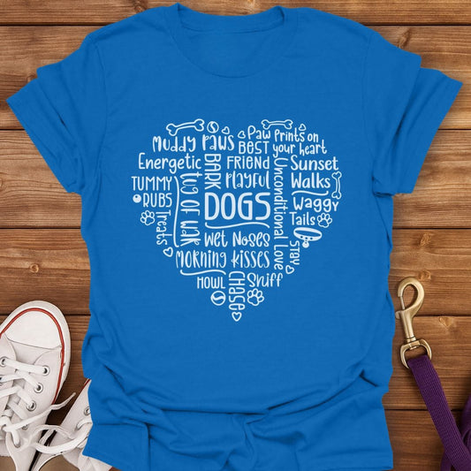 Dog Heart Word Cloud T-Shirt Royal / S