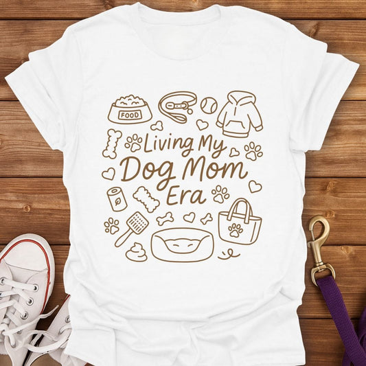 Dog Mom Era Outline T-Shirt White / S