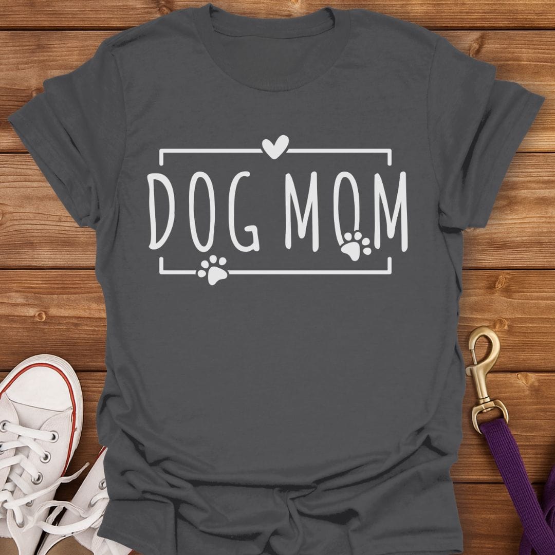Dog Mom Heart Paw Print T-Shirt Charcoal / S