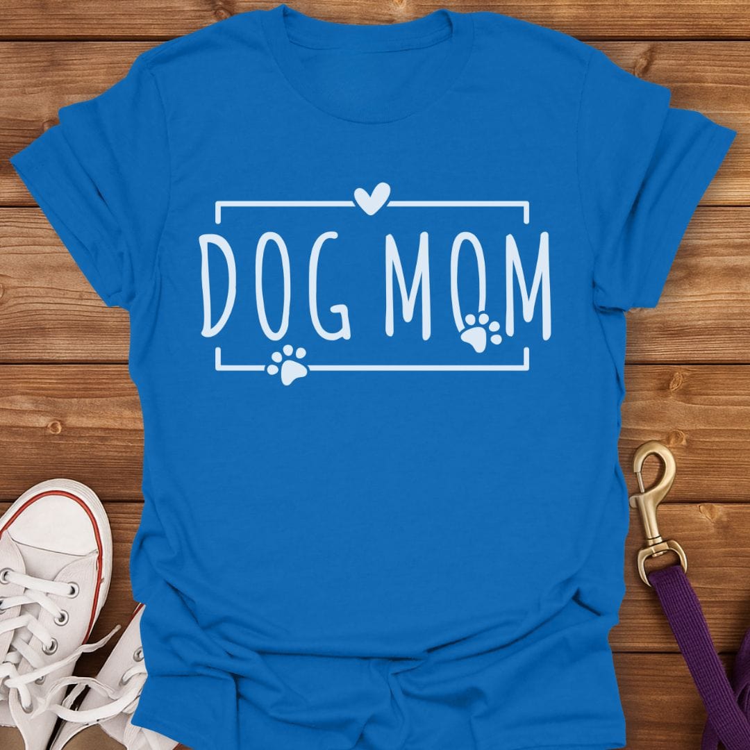 Dog Mom Heart Paw Print T-Shirt Royal / S
