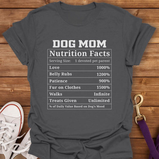 Dog Mom Nutrition Facts T-Shirt Charcoal / S