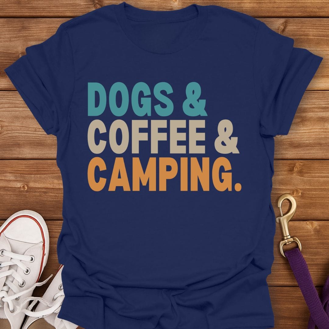 Dogs Coffee Camping T-Shirt Navy / S