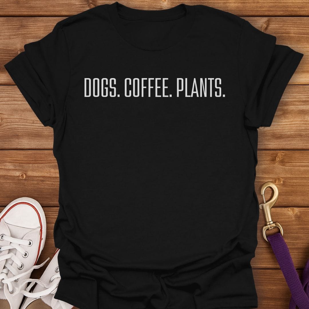 Dogs Coffee Plants T-Shirt Black / S