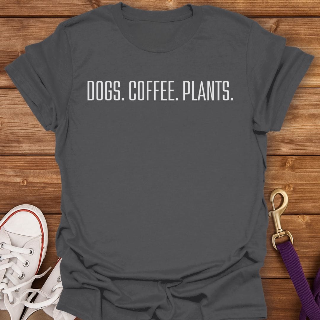 Dogs Coffee Plants T-Shirt Charcoal / S
