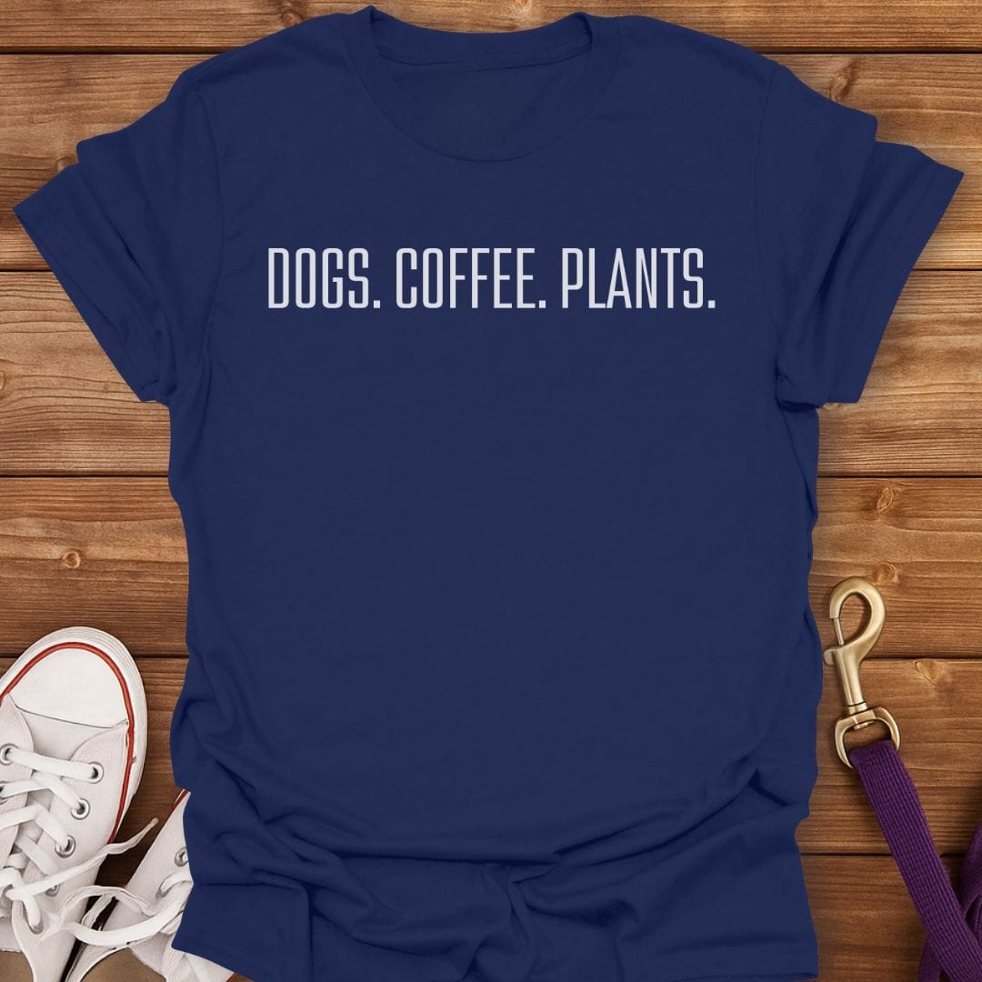 Dogs Coffee Plants T-Shirt Navy / S