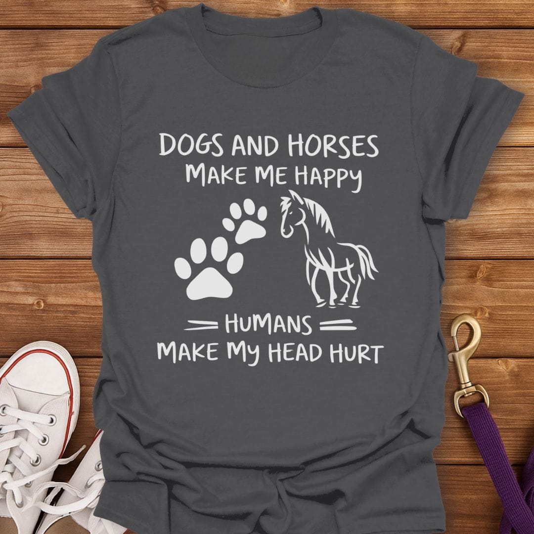 Dogs Horses and Headaches T-Shirt Charcoal / S
