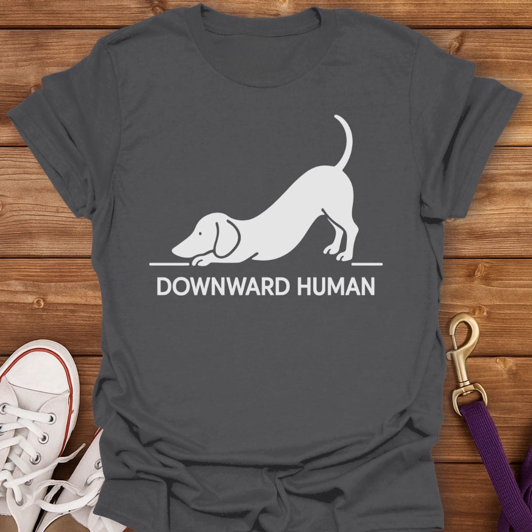 Downward Human Dachshund T-Shirt Charcoal / S