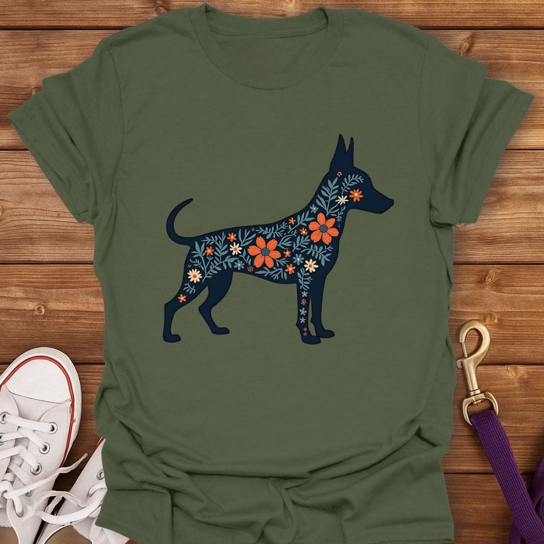 Floral Min Pin Silhouette T-Shirt Military Green / S