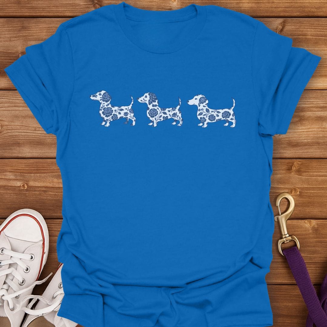 Floral Trio Dachshund T-Shirt Royal / S