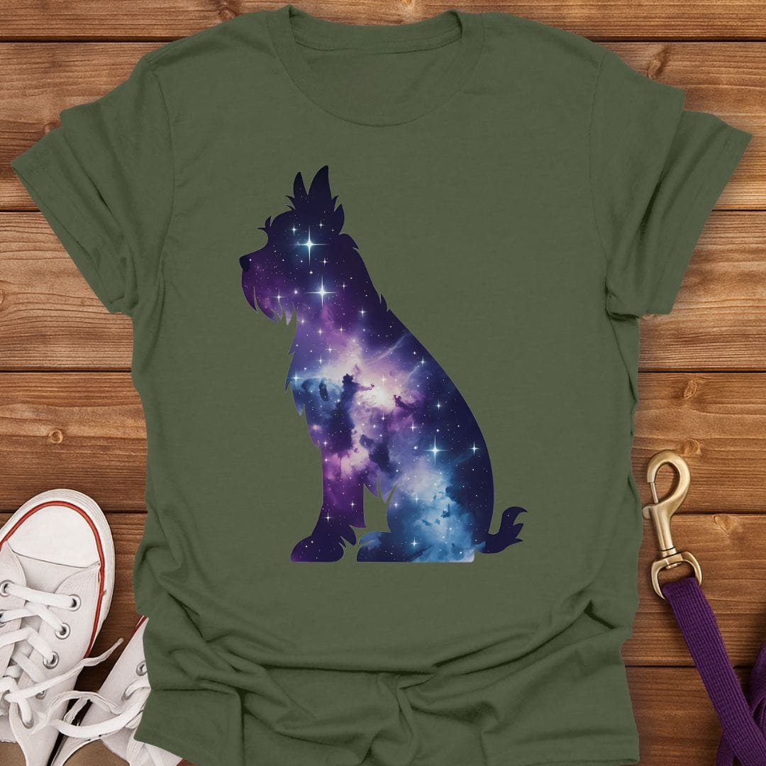Galaxy Yorkshire Terrier Silhouette T-Shirt Military Green / S