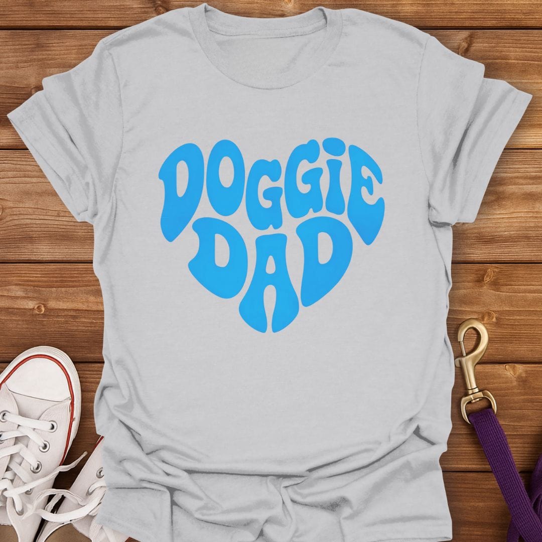 Groovy Doggie Dad Heart T-Shirt Ice Grey / S