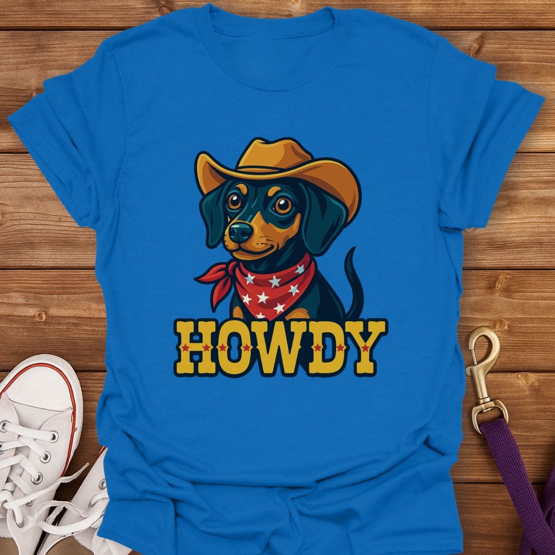 Howdy Cowboy Min Pin T-Shirt Royal / S