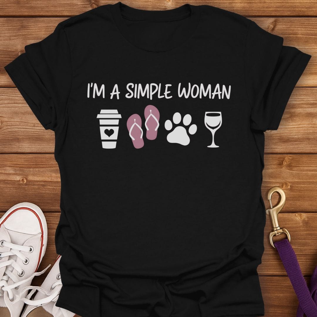 I'm a Simple Woman Dog Mom T-Shirt Black / S