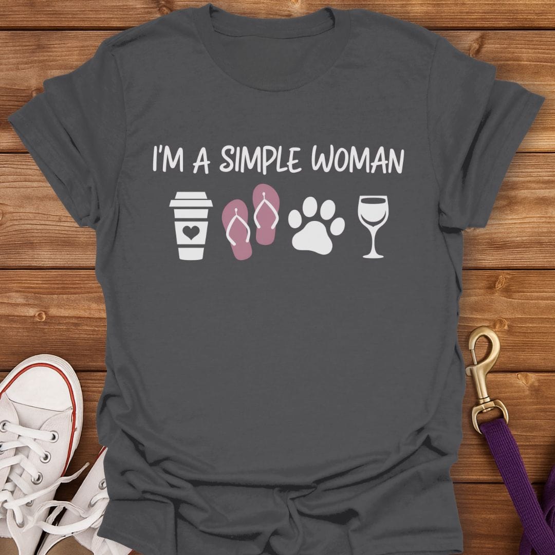 I'm a Simple Woman Dog Mom T-Shirt Charcoal / S