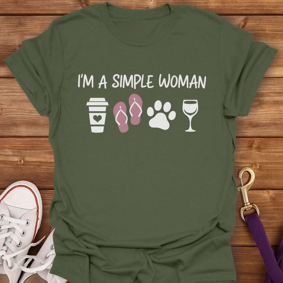 I'm a Simple Woman Dog Mom T-Shirt Military Green / S