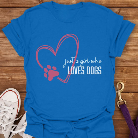 Just a Girl Who Loves Dogs Heart T-Shirt Royal / S