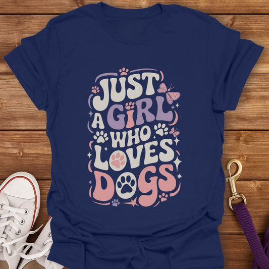 Just a Girl Who Loves Dogs T-Shirt Navy / S