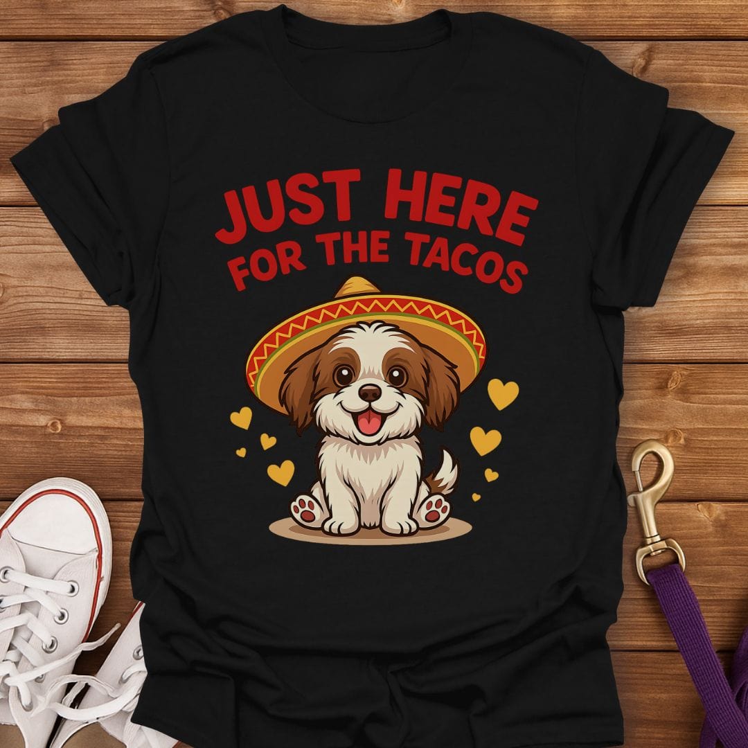 Just Here for the Tacos Shih Tzu T-Shirt Black / S