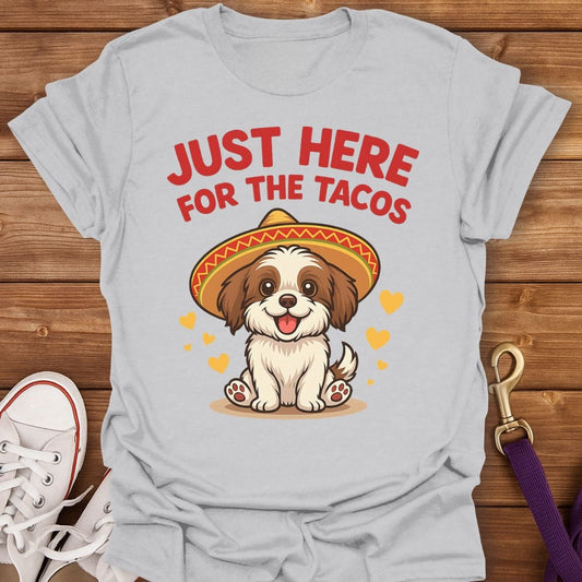 Just Here for the Tacos Shih Tzu T-Shirt Ice Grey / S