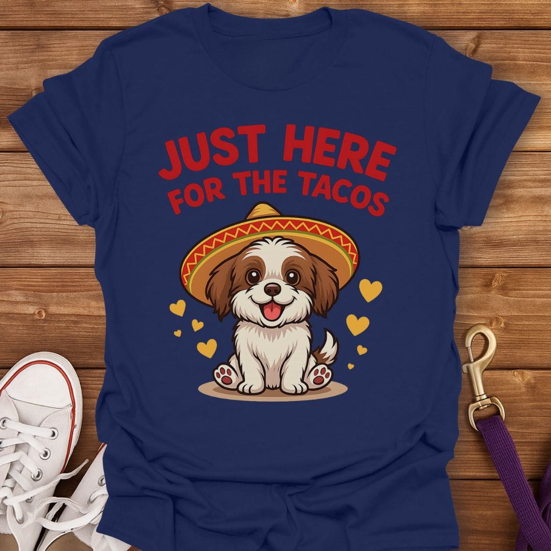 Just Here for the Tacos Shih Tzu T-Shirt Navy / S
