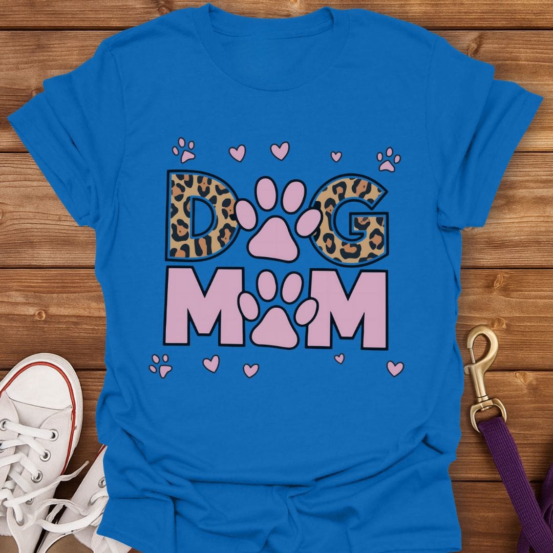 Leopard Print Dog Mom T-Shirt Royal / S