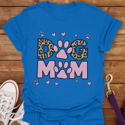 Leopard Print Dog Mom T-Shirt Royal / S