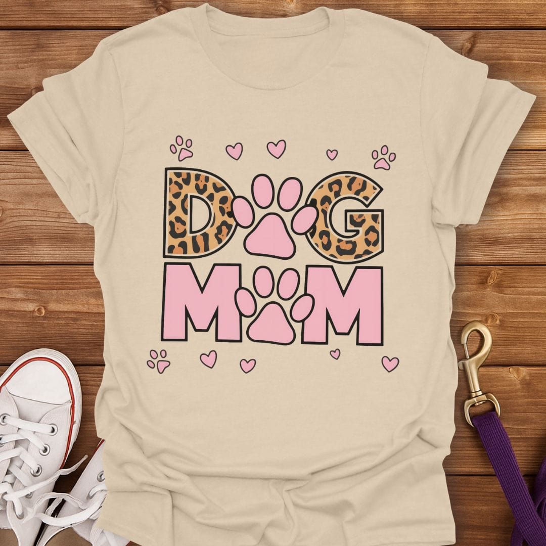 Leopard Print Dog Mom T-Shirt Sand / S