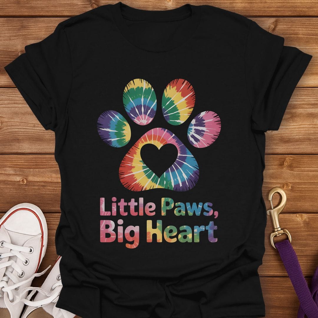 Little Paws Big Heart Tie-Dye T-Shirt Black / S