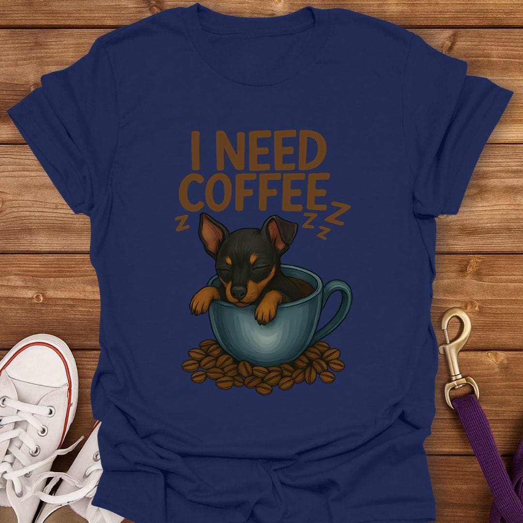Min Pin Needs Coffee T-Shirt Navy / S