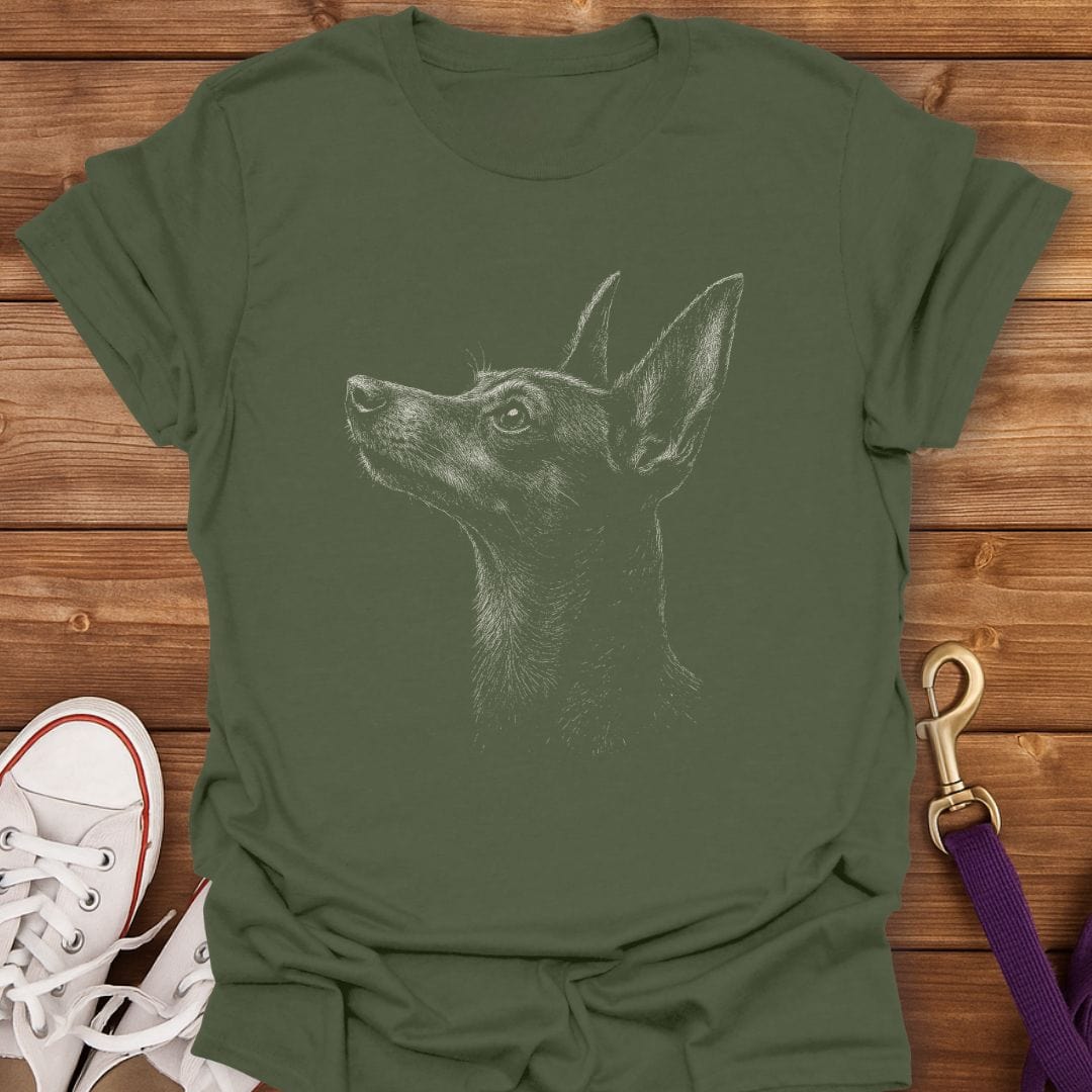 Min Pin Profile Sketch T-Shirt Military Green / S