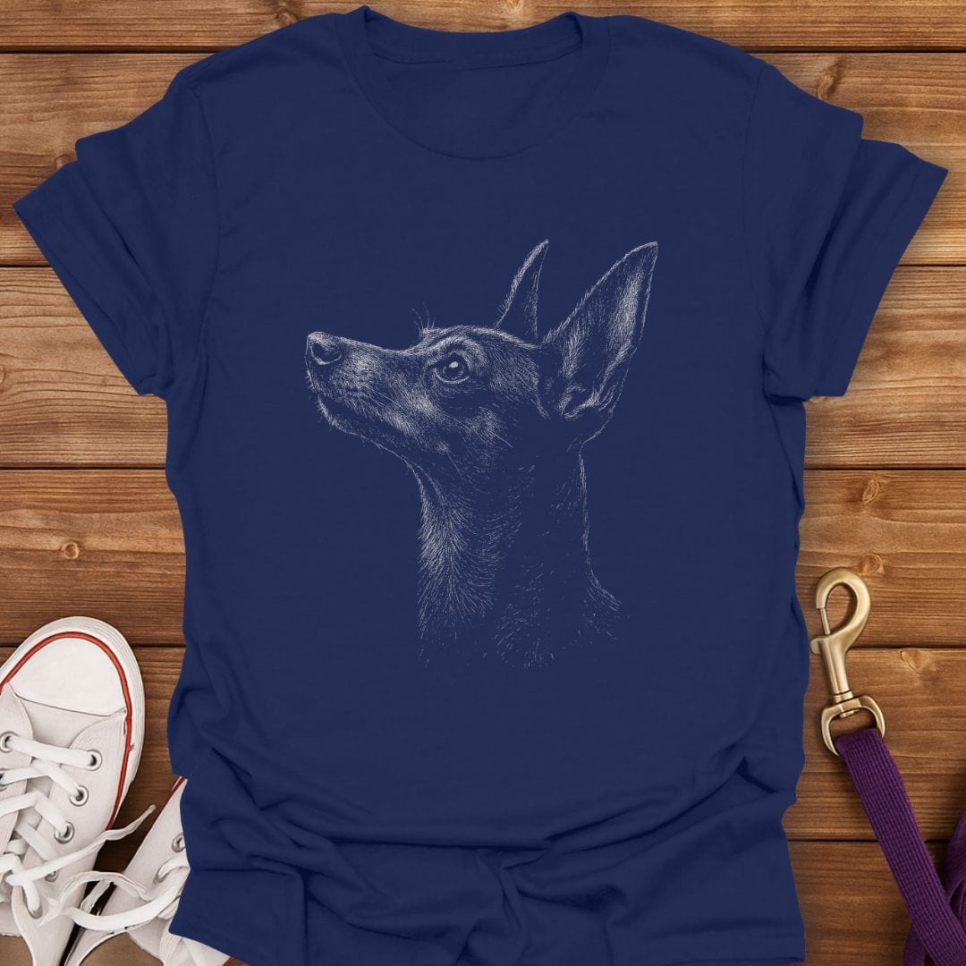 Min Pin Profile Sketch T-Shirt Navy / S