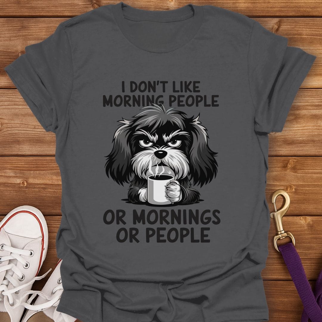 No Mornings No People Dog T-Shirt Charcoal / S