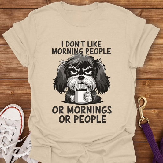 No Mornings No People Dog T-Shirt Sand / S