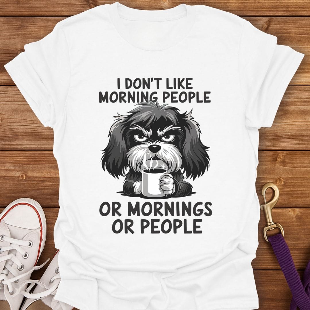 No Mornings No People Dog T-Shirt White / S