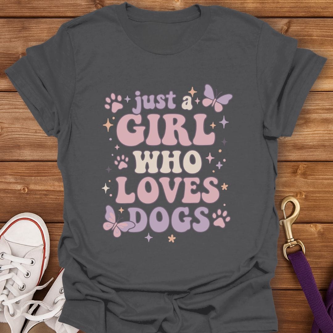 Pastel Dog Lover Girl T-Shirt Charcoal / S