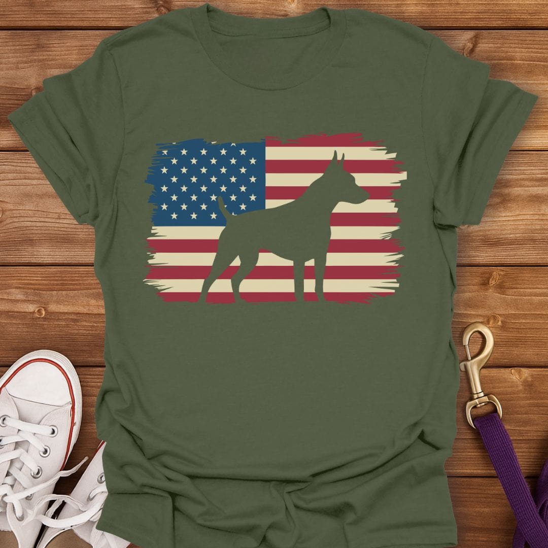 Patriotic Min Pin Pride T-Shirt Military Green / S