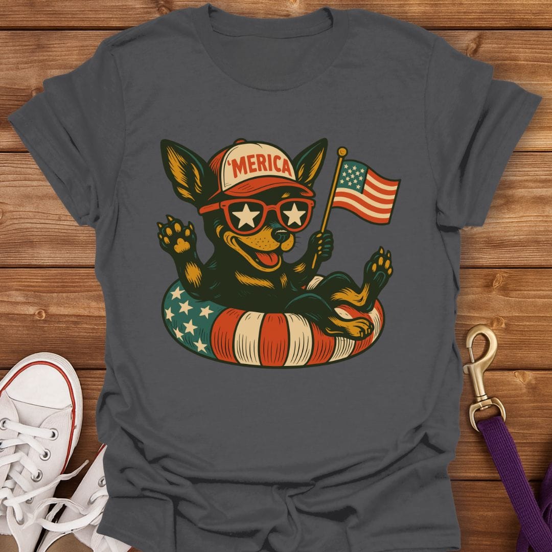 Patriotic Pup Floatie T-Shirt Charcoal / S