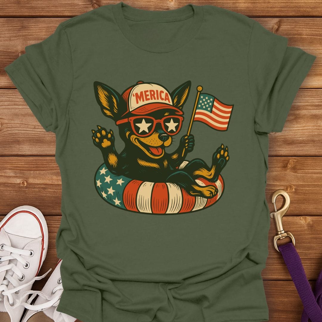Patriotic Pup Floatie T-Shirt Military Green / S