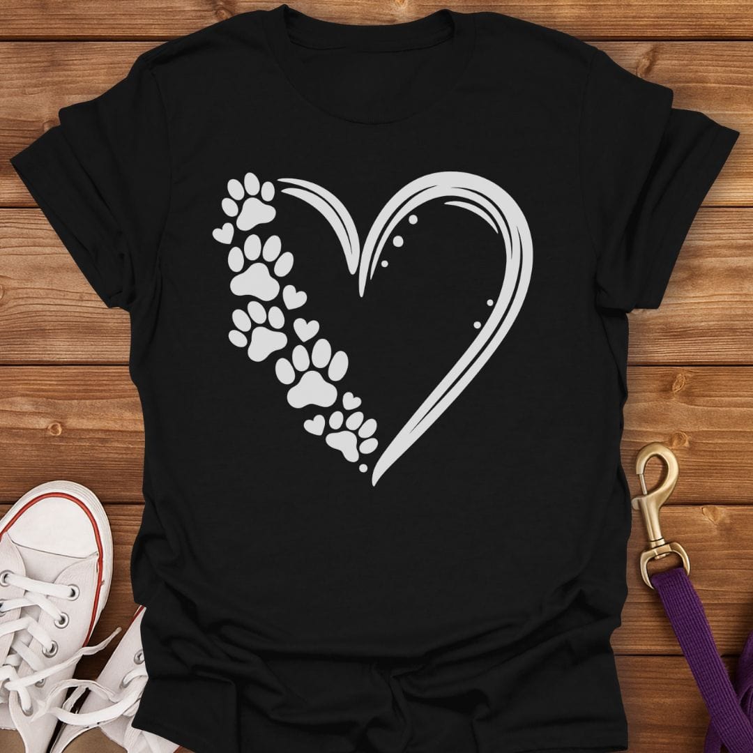 Paw Prints in My Heart T-Shirt Black / S
