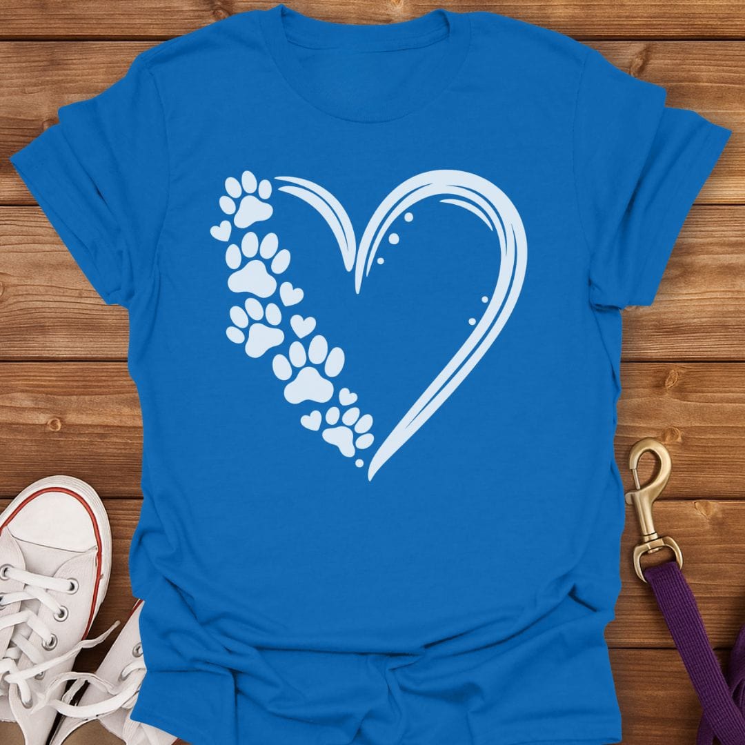 Paw Prints in My Heart T-Shirt Royal / S