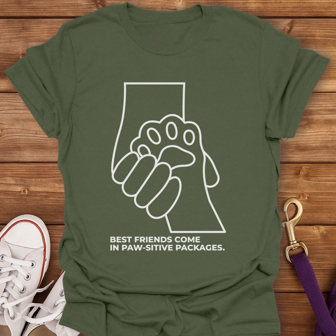 Paw-sitive Friendship T-Shirt Military Green / S