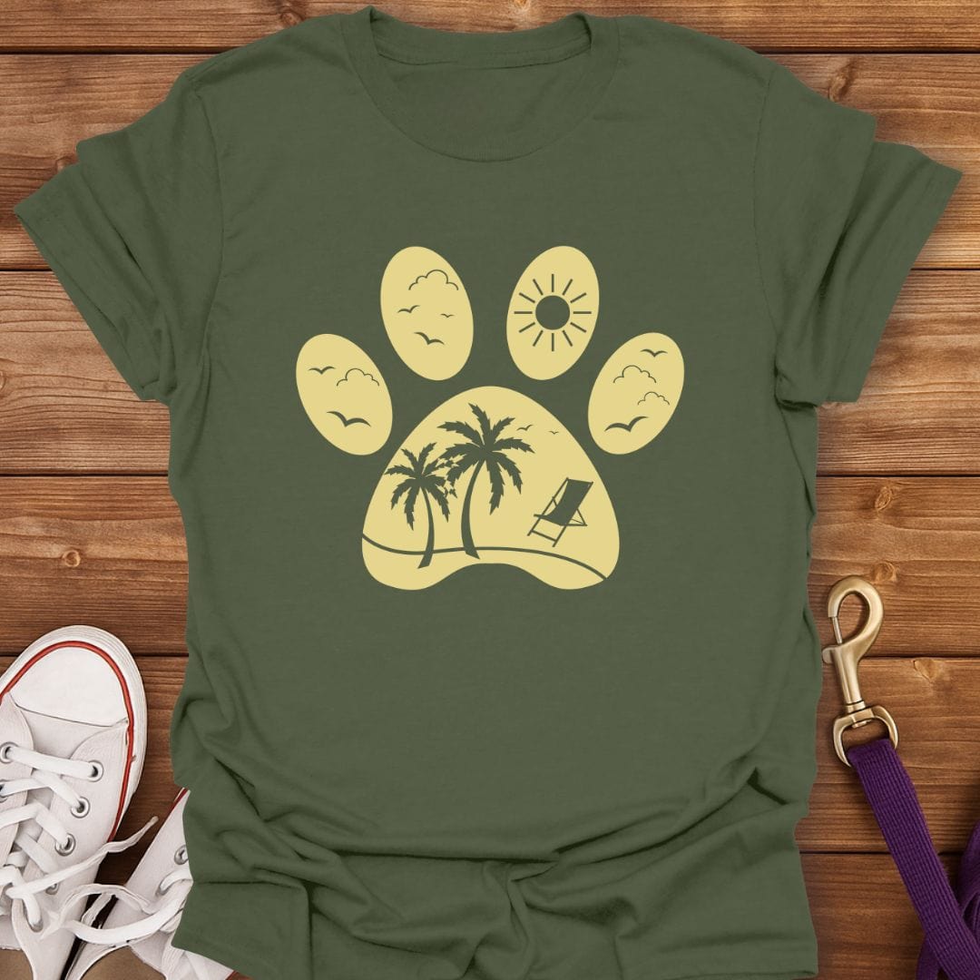 Pawprints in Paradise T-Shirt Military Green / S
