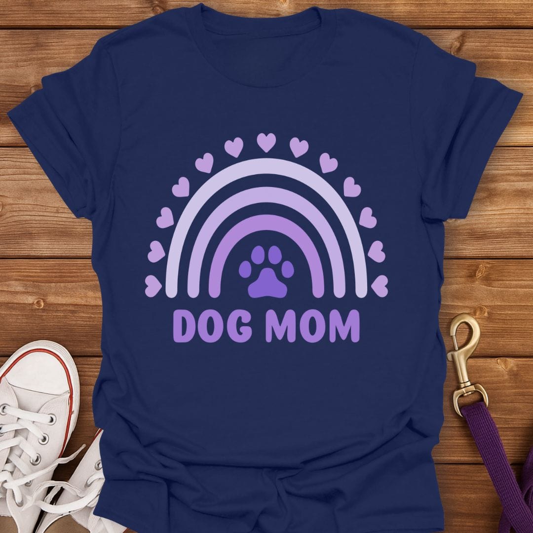 Pawprints & Rainbows Dog Mom T-Shirt Navy / S