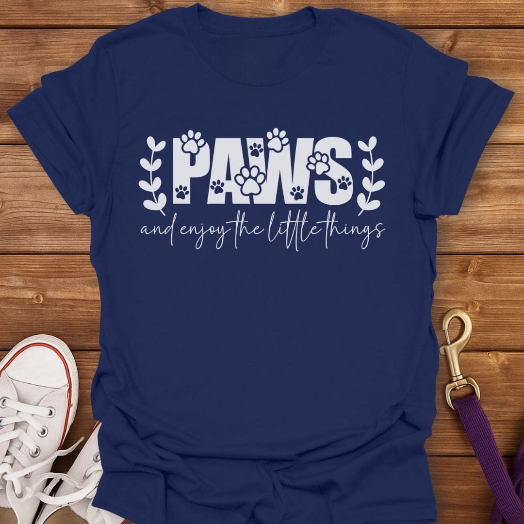 Paws and Enjoy the Little Things T-Shirt Navy / S