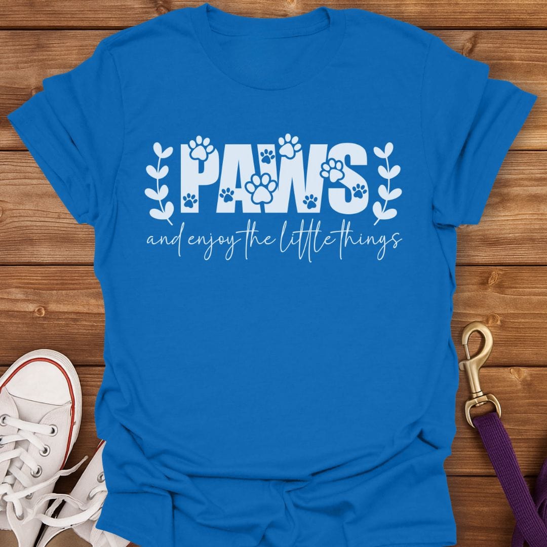 Paws and Enjoy the Little Things T-Shirt Royal / S